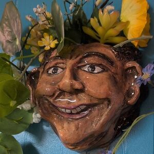 Handcrafted clay sculptured Hanging Wall Art with Floral Accents